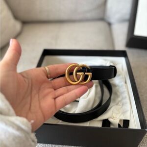 Gucci Black Belt with Double Gold G Buckle